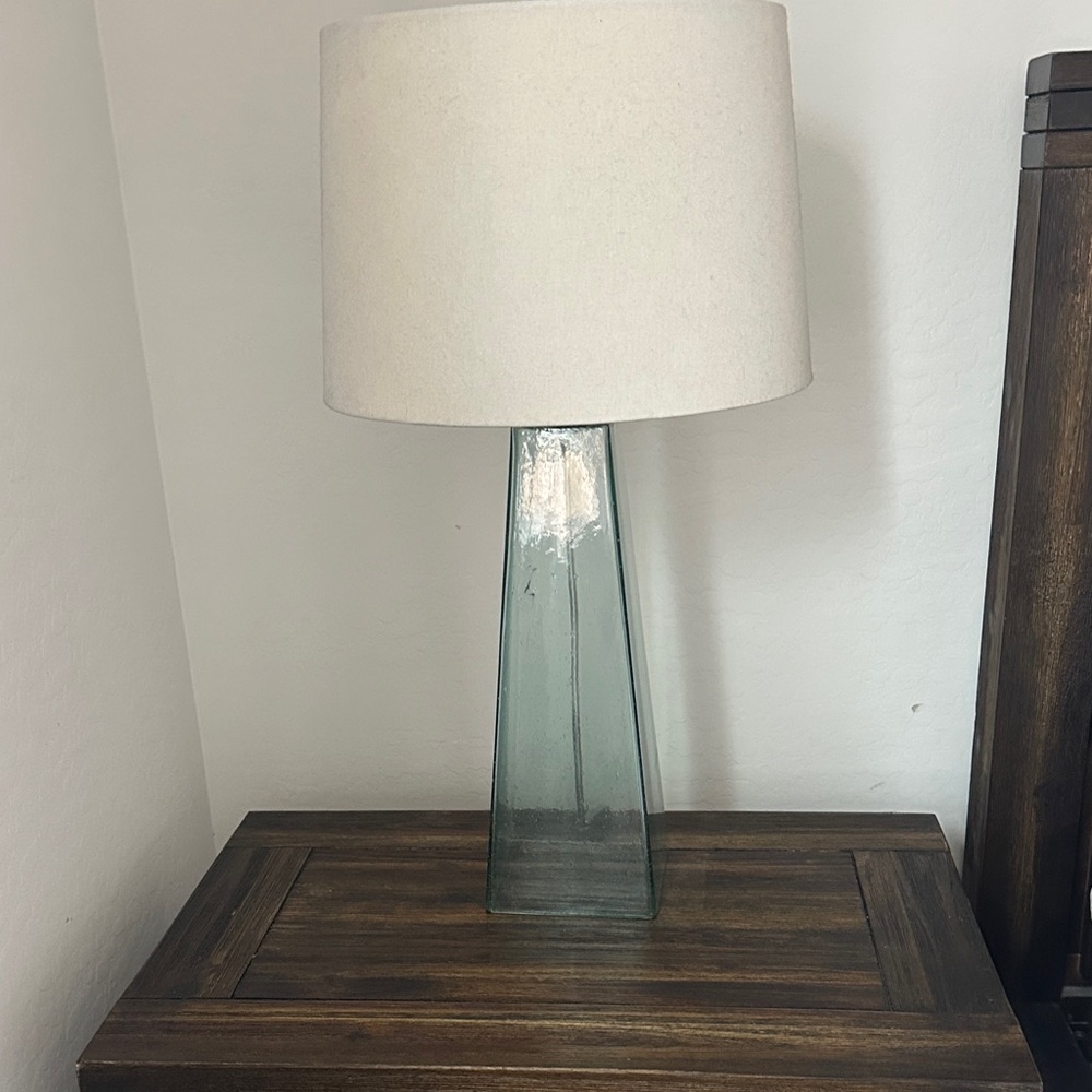 Elegant Glass Table Lamp with Cream Shade